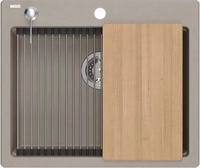 Statie de lucru incastrata cu dozator sapun Quadron Kurt 110 bej - inox 59.5x50 cm