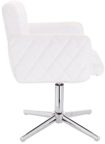 HC802CROSS Scaun Alb din Piele Ecologica cu Bază Cromata