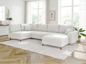 Colțar crem cu tapițerie din țesătură bouclé (colț dreapta/în formă de "U") Ariella – Ropez