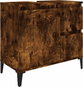 vidaXL Dulap de baie, stejar afumat, 65x33x60 cm, lemn prelucrat