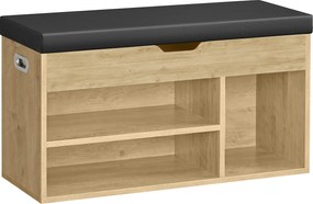 Suport incaltaminte cu banca si sezut negru din piele ecologica TAYLOR ARTISAN 80x30x44 cm