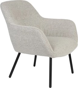 Fotoliu alb cu tapițerie din țesătură bouclé Dude – White Label