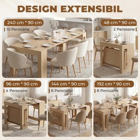 HOMCOM Masă de Dining Compactă pentru Bucătărie Economisește Spațiu, 240 x 90 x 78 cm, Lemn Deschis | Aosom Romania