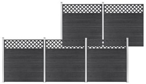 Set panouri de gard, 5 buc., gri, 872 x 185 cm, WPC, patrat 1, Gri, 5 sectiuni