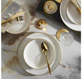 Set de veselă 16 piese, porțelan alb cu accente aurii