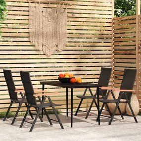 Set de mobilier pentru gradina, 5 piese, negru