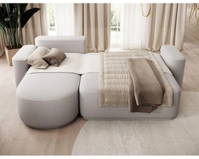 Colțar gri deschis extensibil/cu spațiu de depozitare cu tapițerie din chenille (cu colț pe partea stângă/cu șezlong) Aurumm – ELTAP