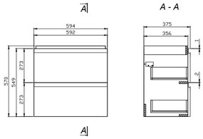 Dulap baie suspendat Cersanit Moduo Slim 60 pentru lavoar, gri 600 mm, Gri