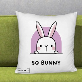 Perna Decorativa So Bunny Kawaii, 40x40 cm, Alb Pufos, Husa Detasabila, Perna Inclusa, BEKZ®