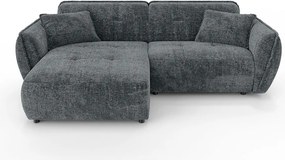 Colțar gri închis cu tapițerie din chenille (cu colț pe partea stângă/cu șezlong) Nelia – Ropez