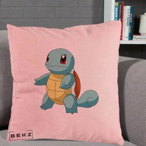 Perna Personalizata Squirtle Pokemon, 40x40 cm, Roz, Husa Detasabila, Perna Inclusa, BEKZ®