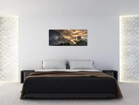 Tablou cu nori și pădure (120x50 cm)