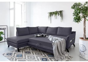 Colțar extensibil cu șezlong pe partea stângă Miuform Charming Charlie L, gri antracit