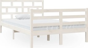 vidaXL Cadru de pat, alb, 120x200 cm, lemn masiv de pin