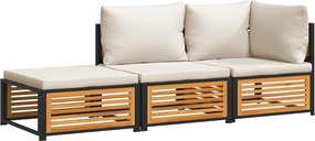 vidaXL Set de canapele de grădină cu perne, 3 piese, lemn masiv acacia