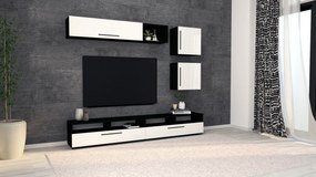 Living haaus Haga V15, Alb Lucios/Negru, MDF, L 240 cm