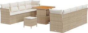 vidaXL Set de canapele pentru grădină 11 pcs Bej poliratan
