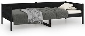 820241 vidaXL Pat de zi, negru, 90x200 cm, lemn masiv de pin