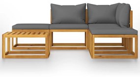 45913 vidaXL Set mobilier grădină cu perne, 6 piese, lemn masiv acacia