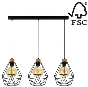 Lustră pe cablu Spot-Light 21822304 DIAMENT 3xE27/60W/230V stejar – certificat FSC