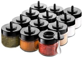 Set borcane de condimente Spice Jar Set   Genis Kasikli 12, Transparent, 30x20x20 cm