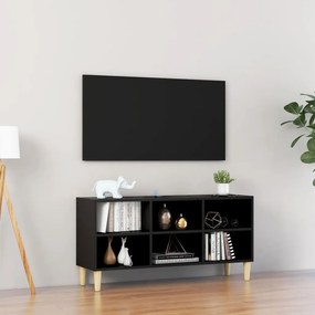 Comoda TV, picioare lemn masiv, negru, 103,5x30x50 cm 1, Negru, 103.5 x 30 x 50 cm