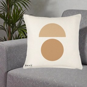 Perna Decorativa Geometric Minimalist Auriu, 40x40 cm, Crem Reliefat, Husa Detasabila, Perna Inclusa, BEKZ®