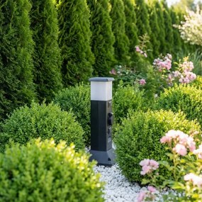 Brilagi - Lampă de exterior cu 2 prize SCHUKO, soclu 1xE14/15W/230V, IP44, neagră