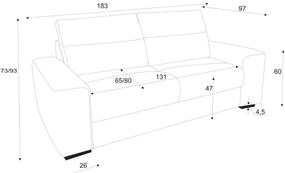 Canapea extensibilă 2 locuri COMO, gri