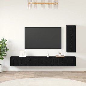 vidaXL Set comodă TV cu raft Altele 4 pcs Stejar negru 30.5 x 30 x 90 cm