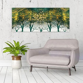 Tablou - Căprioare în pădurea verde (120x50 cm)