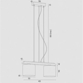 Lustră pe cablu CANOA 2xE27/15W/230V Argon 7164