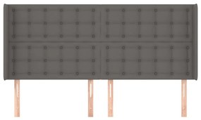 Tablie de pat cu aripioare, gri, 183x16x118 128 cm piele eco 1, Gri, 183 x 16 x 118 128 cm