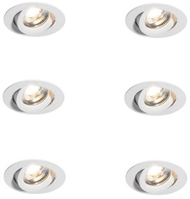Set de 6 Spoturi încastrate moderne Albe 8,2 cm Inclusiv LED IP54 Ultra Subțiri - Pupil