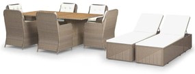 3059473 vidaXL Set mobilier de grădină, 9 piese, maro, poliratan