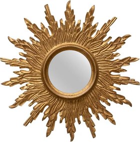 Oglinda de perete aurie, din lemn de mango, 63cm, Sun
