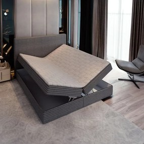 Pat boxspring tapitat ISPIRA 160x200 cm crem Saltele: Saltea cu arcuri Bonell