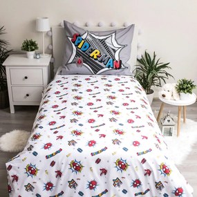 Lenjerie de pat din bumbac pentru copii Jerry Fabrics Spiderman, 140 x 200 cm, gri