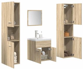 vidaXL Set mobilier de baie, 5 piese, stejar sonoma, lemn prelucrat