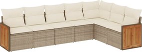 vidaXL Set canapele de grădină, 7 piese, cu perne, bej, poliratan