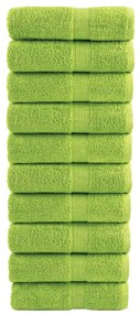 vidaXL Prosoape de baie premium SOLUND, 10 buc., verde măr, 30x30 cm, 600 g/m²