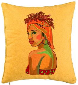 Perna Decorativa, Model Curly African, 40x40 cm, Galben, Husa Detasabila, Burduf