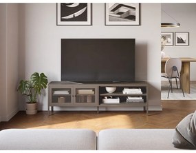 Comodă TV gri din metal 160x50x35 cm Fayna – Marckeric