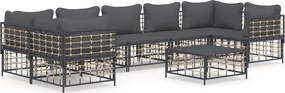 vidaXL Set mobilier de grădină cu perne, 8 piese, antracit, poliratan