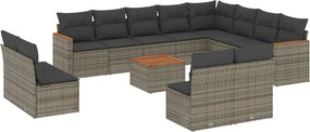 vidaXL Set mobilier de grădină cu perne, 13 piese, gri, poliratan