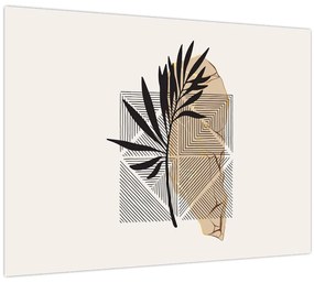 Tablou pe sticlă - Abstracție cu frunze tropicale N⁰1 (70x50 cm)