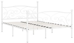 284450 vidaXL Cadru de pat cu bază din șipci, alb, 140 x 200 cm, metal