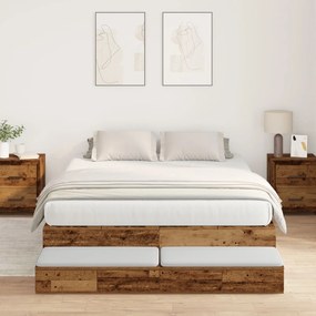 vidaXL Cadru de pat de stocare Lemn vechi 140x190 cm