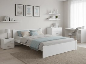 Pat de o persoana alb, IKAROS 120 x 200 cm Saltele: Cu saltele Sommera 18 cm, Somiera pat: Fara somiera