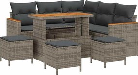 vidaXL Set de canapele pentru grădină cu pernă Gri Rattan poli